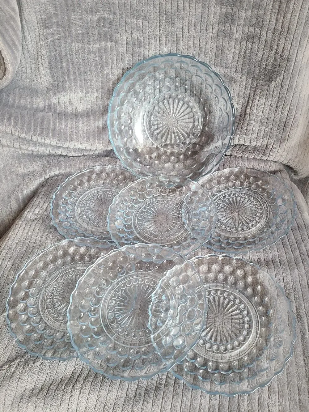 7 pc vintage Anchor Hocking bubble glass 6.5